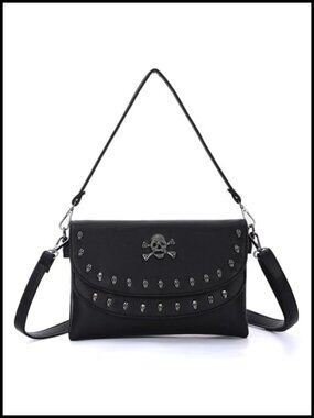 Goth Studded Shoulder Bag Faux Leather Punk Satchel Crossbody Handbag